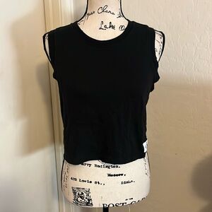 Calvin Klein Jeans Black Cropped Sleeveless Modern Casual Top Boho Athleisure